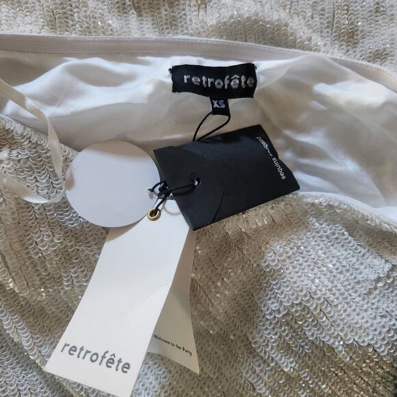 Retrofete Ella Sequin Dress in White Size XS One Shoulder NWT Belt - Picture 9 of 11